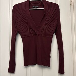INC International Concepts Maroon Ribbed Knit Top